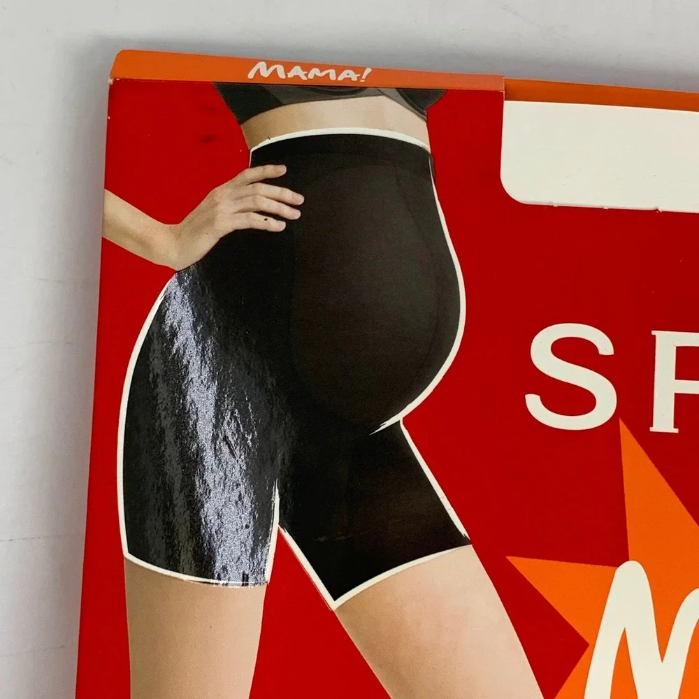 SPANX Mama Black Short Built-In Support‎ Cradles Bump Firms Butt Thighs Size B